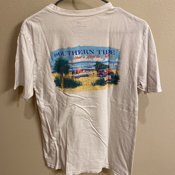 White Southern Tide T-shirt with pocket on front left chest - Picture 3 of 4